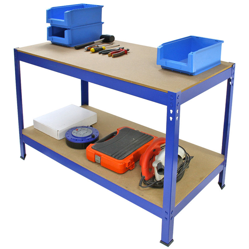 100cm W Steel Height -Adjustable Shelving Unit, Blue