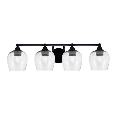 Paramount 4 Light Bath Bar Shown In Matte Black Finish With 6" Smoke Bubble Glass