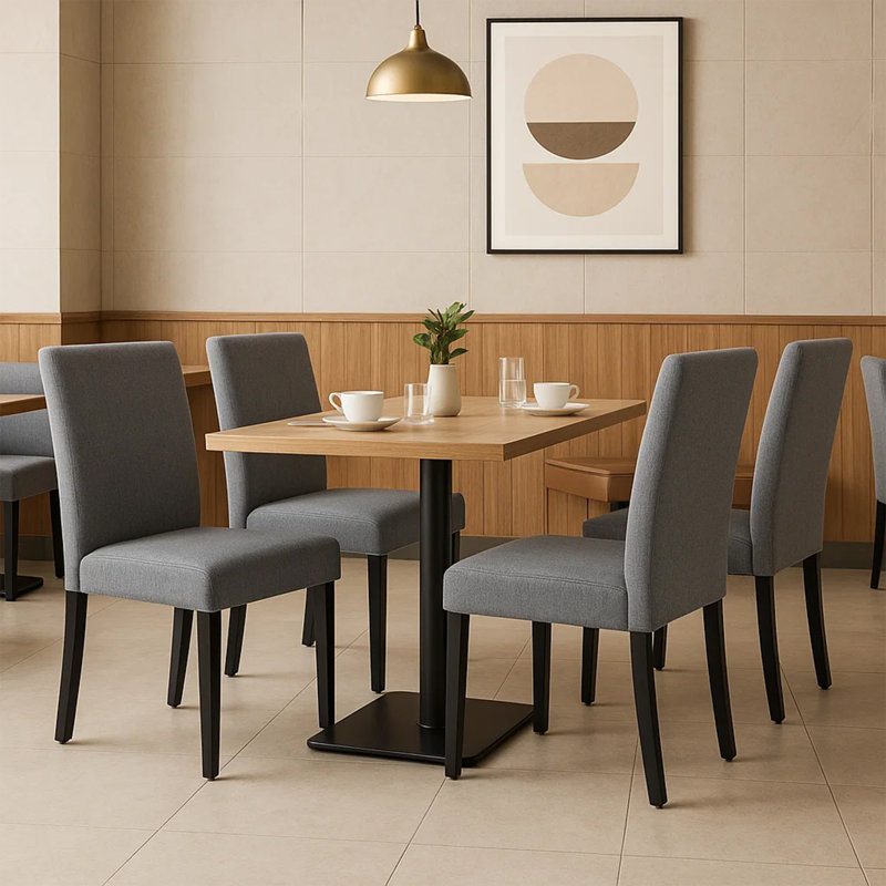 16.5'' H Tufted Linen Fabric Upholstered Parsons Dining Chairs Gray, Gray