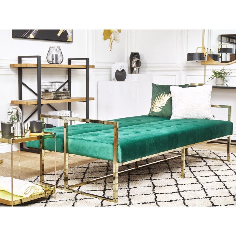 Ballou 3 Seater Velvet Sleeper, Green