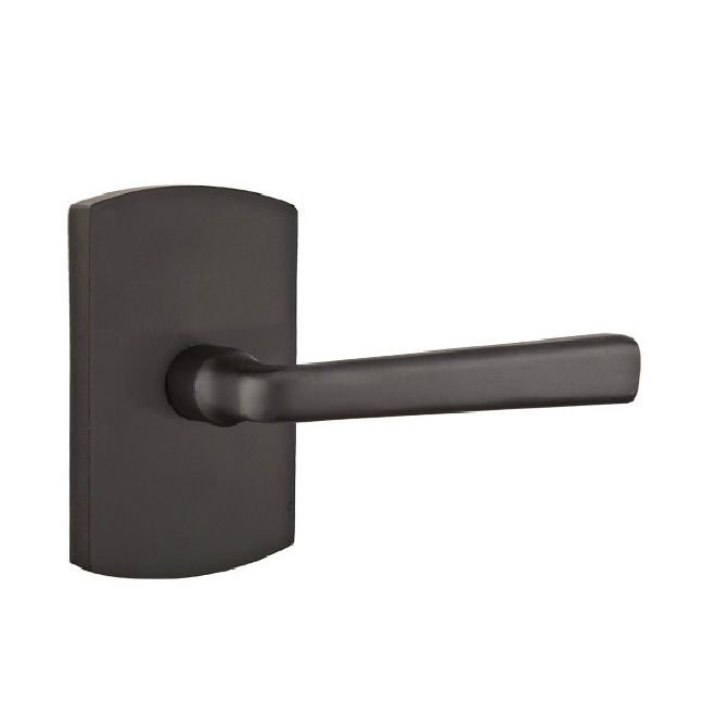 Cimarron Flat Passage (Hall & Closet) Door Lever with Rectangle Rosette, Flat Black, Right