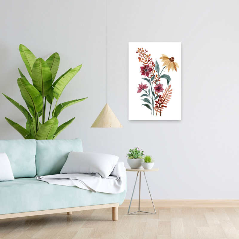 Automne, aquarelle, fleurs, délicat, rustique, abstrait, art floral d'automne, H 24 po x l 16 po