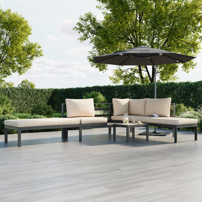 328.5cm Wide Straight Patio Sectional with Cushions