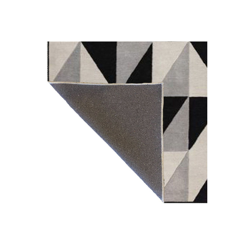 Triangular Striped Pastel Painted Woven Base Rug, Square 3'3" Rug Pad Included