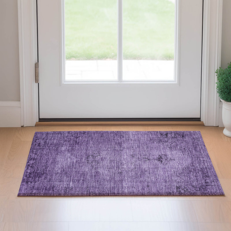 Premium Machine Washable Kiyondrea Purple Rug, Rectangle 1'8" x 2'6"