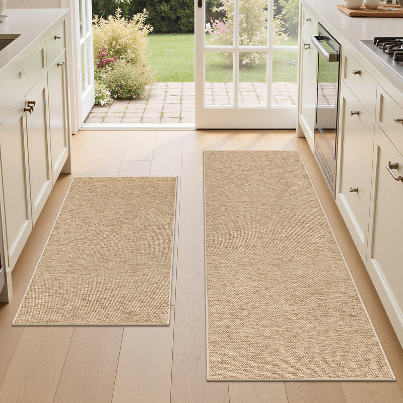 Tapis de cuisine lavables antidérapants de 24 po (ensemble de 2), Beige