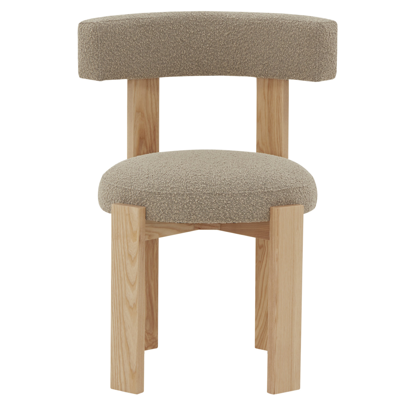 Eugenia Pine Dining Armchair, Brown Boucle