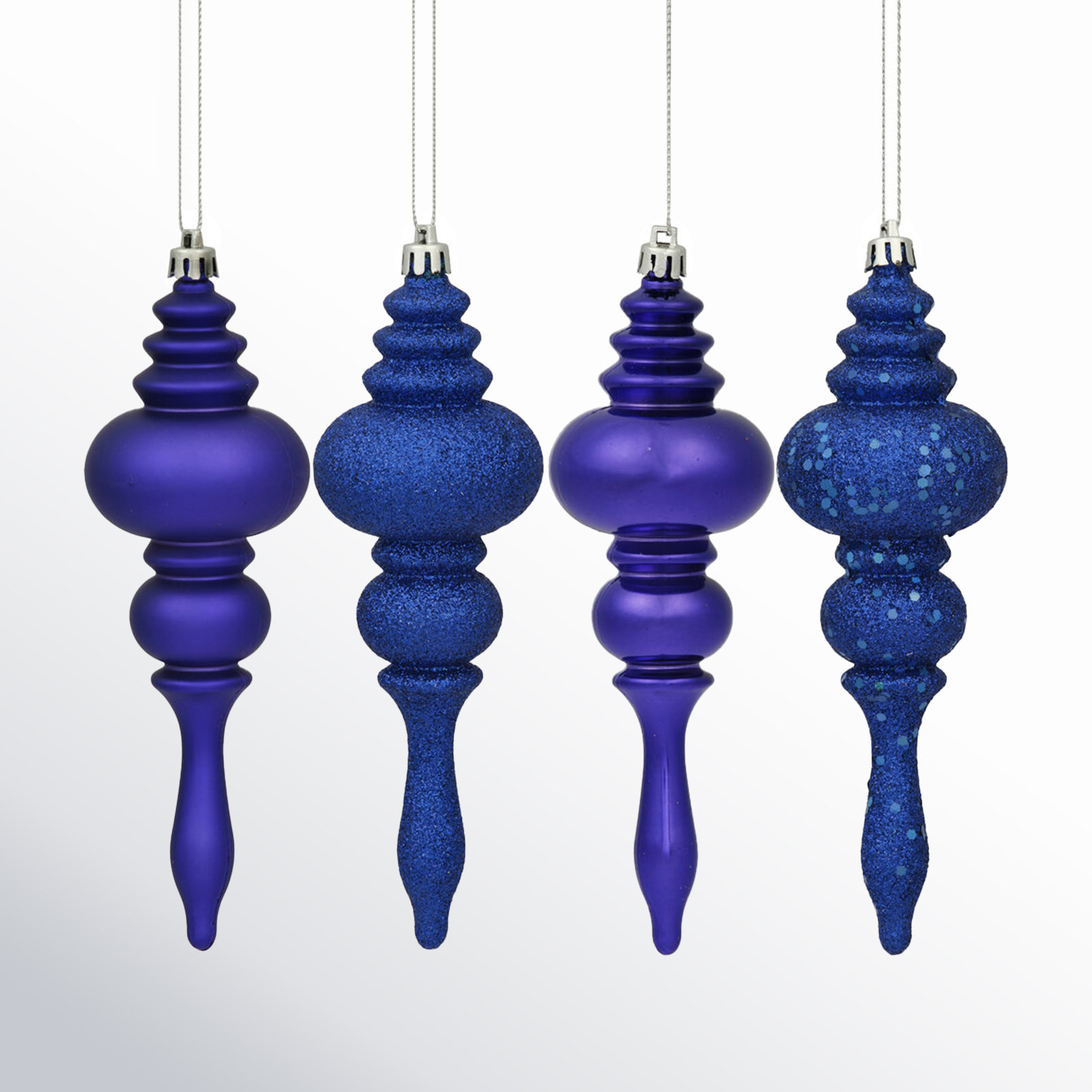7" Finial Ornament 8/Pk, Cobalt Blue