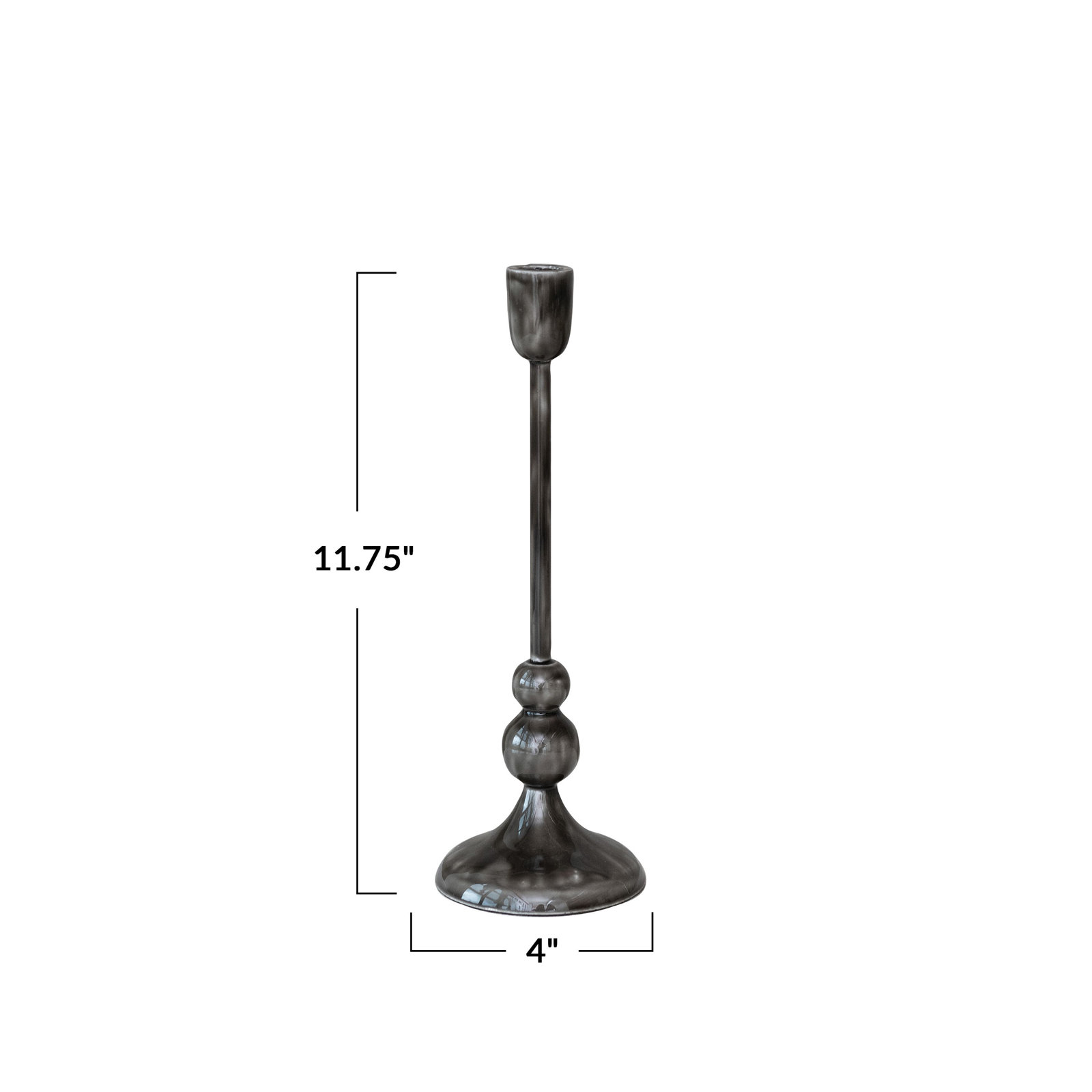 Enameled Aluminum Candlestick Holder, 11.75" H x 4" W x 4" D