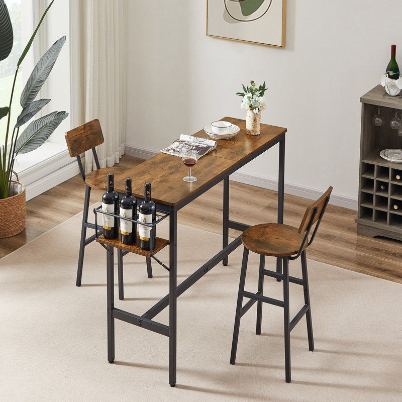 Bar Table Set With Wine Bottle Storage Rack