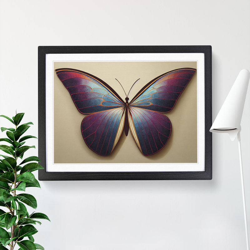 Otherworldly Butterfly - Single Picture Frame Print, Black, 46cm H x 64cm W x 2cm D