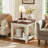 Farmhouse End Tables Set of 2 With 2-Tier Storage Shelf, Large Square Side Table With 4 Solid Wood Square Legs, Small Coffee Table For Living Room, White-1234809569-1233622050