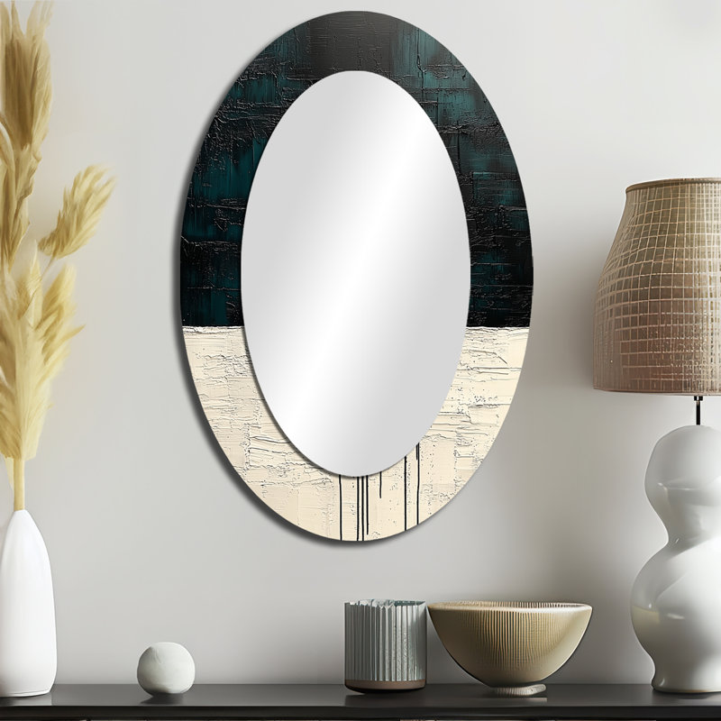 Gold And Black Moon Boundless Reverie II - Large Oval Wall Mirror On Metal, 36" x 24"