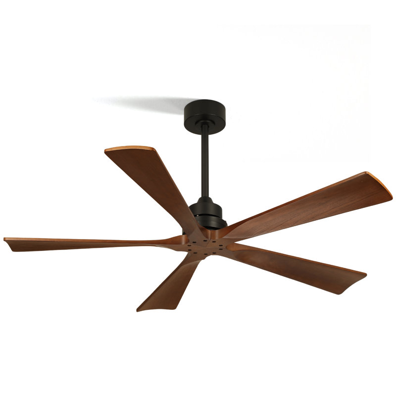 Karlena 52'' 5 Solid Wood Blades Indoor Ceiling Fan with Remote Control, Quiet Reversible DC Motor and 6 Speeds