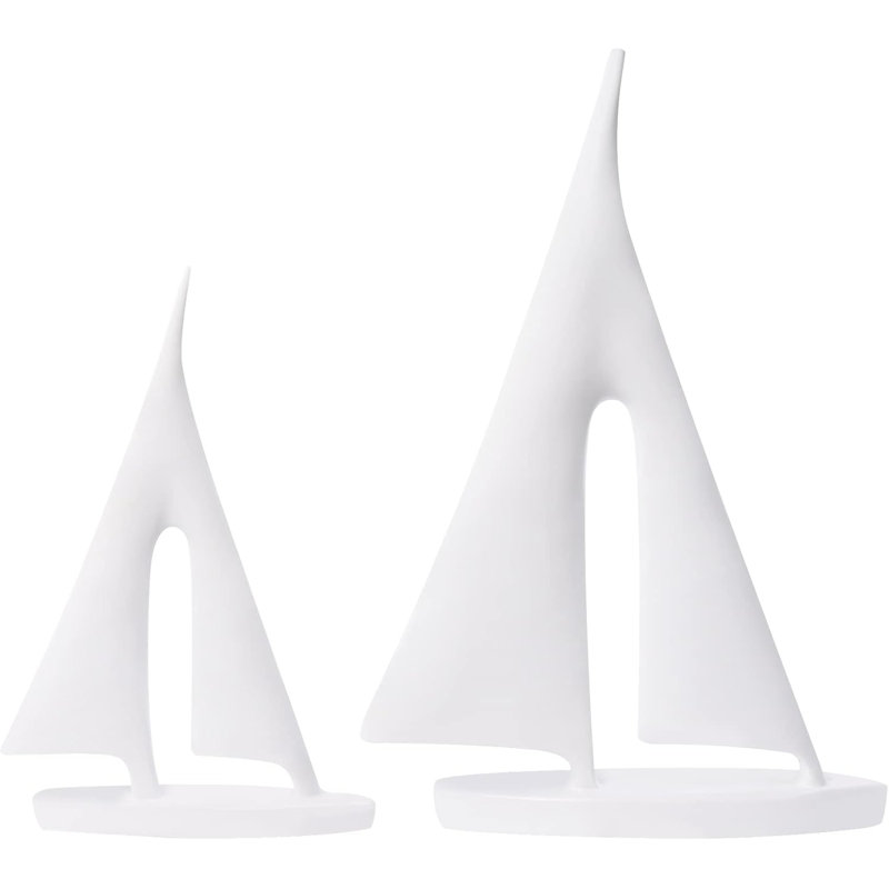 Ensemble de 2 sculptures de voilier blanc