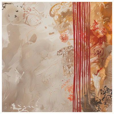 Abstract Beige Red Art Wall Tapestry - Abstract Wall Decor