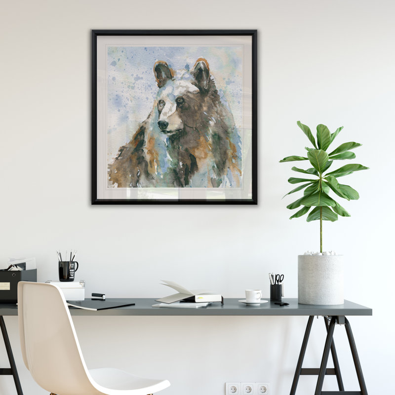 Ours noir sur bleu - Reproduction encadrée sur papier, H 30,5 po x l 30,5 po x P 1,5 po