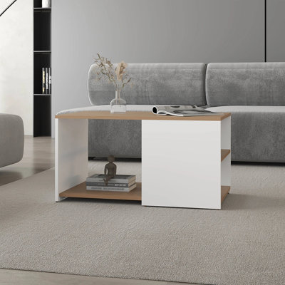Table basse avec rangement ouvert et pieds coniques