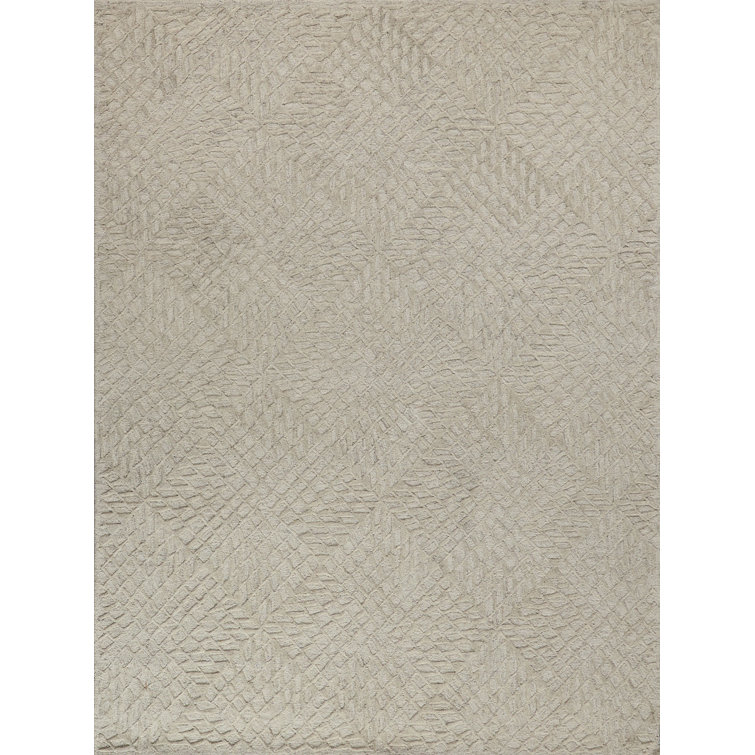 Sandro Hand Tufted New Zealand Wool Geometric Area Rug in Dark Sand