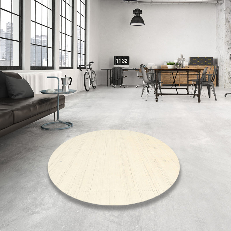 Tapis beige contemporain, Rond 4 pi