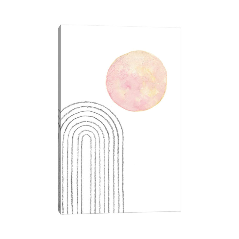 Blush Pink Sun And Rainbow by Whales Way - Print on Canvas, 101.6cm H x 66.04cm W x 1.91cm D, Wrapped Canvas