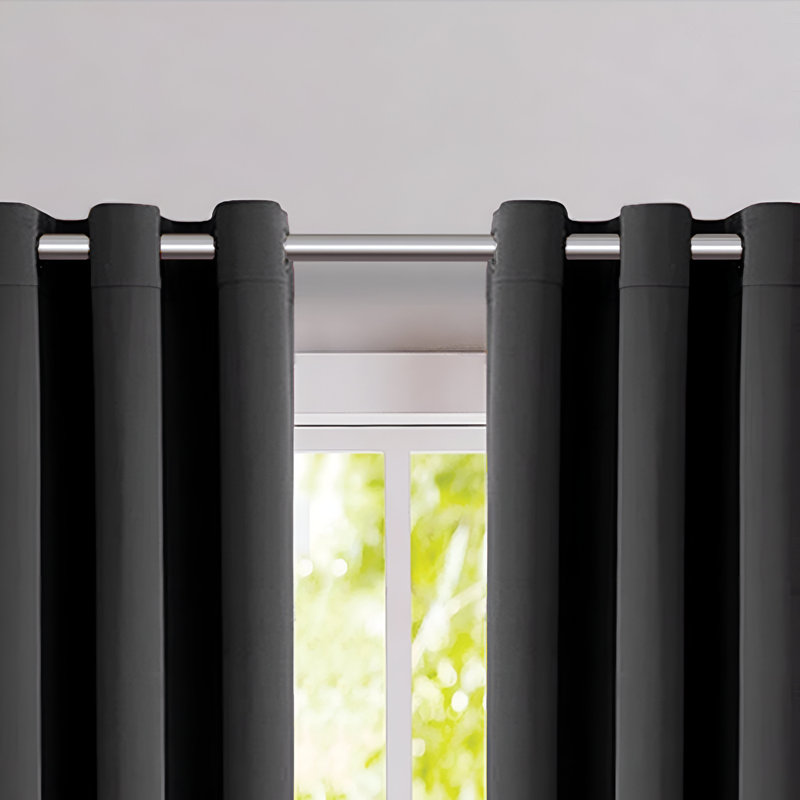 Cariya Small Window Eyelet Blackout Thermal Curtains  – Light Blocking & Energy Efficient, Charcoal, 117cm Width x 137cm Drop