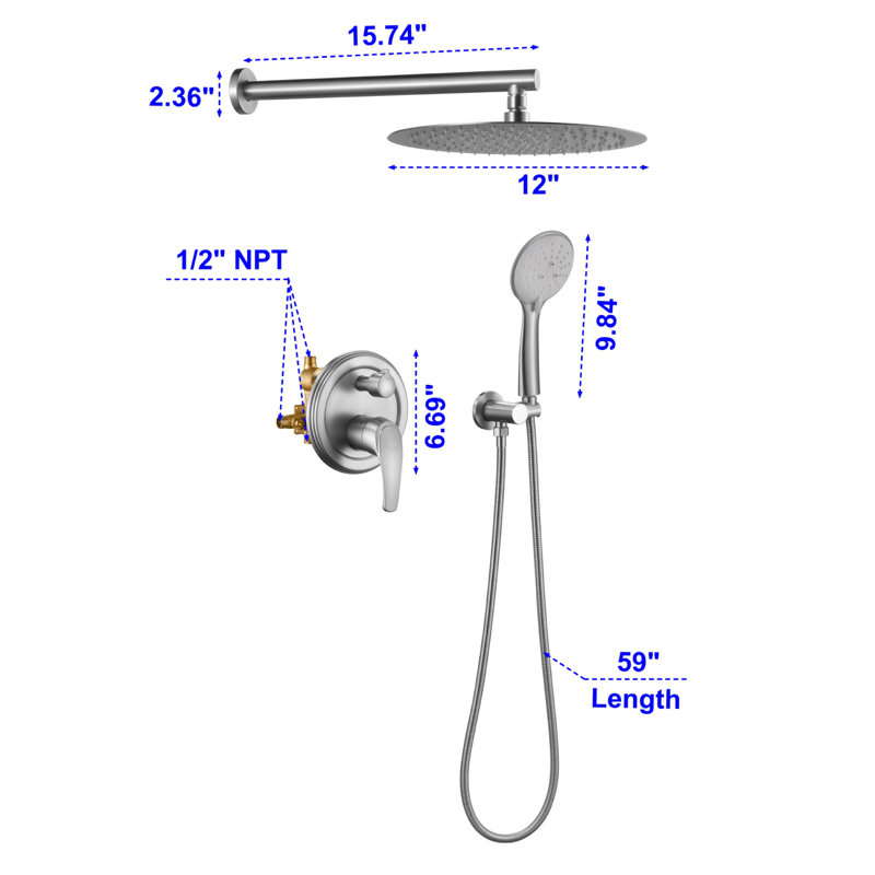All-In-One Kit with Rough in-Valve, Brushed Nickel