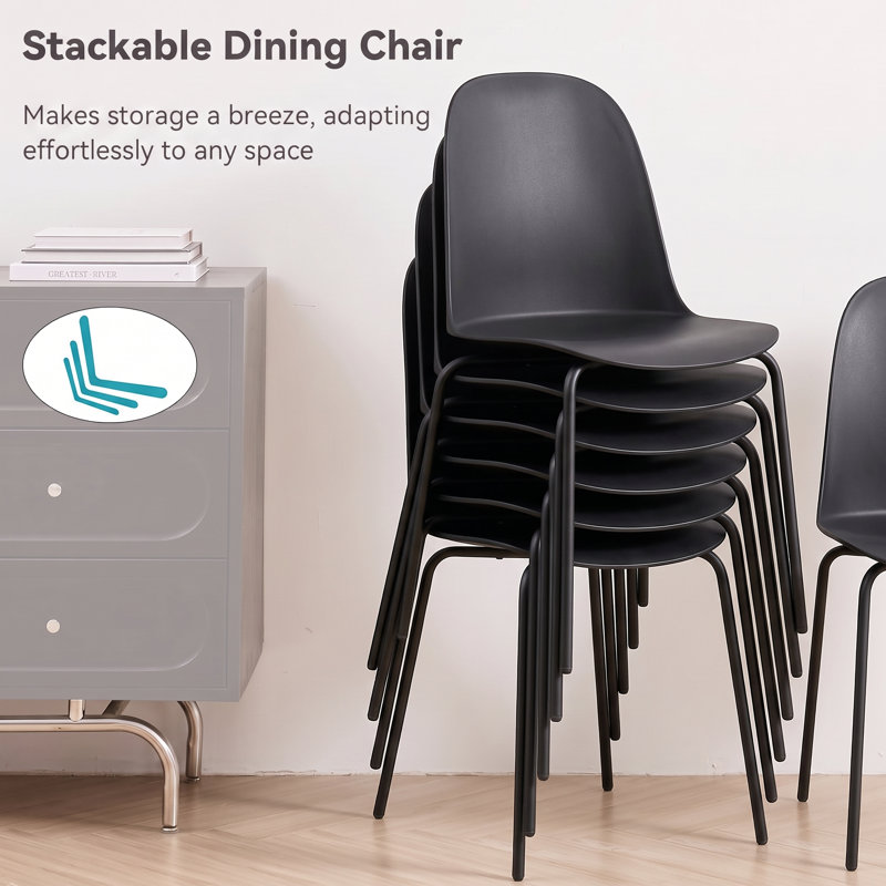 Stackable Dining Chairs, Black