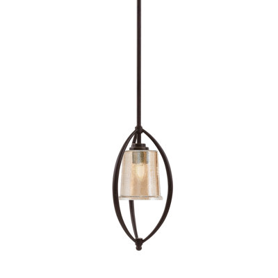 Albreda Stem Hung Mini Pendant Shown In Dark Granite Finish With 5.25" Amber Bubble Glass