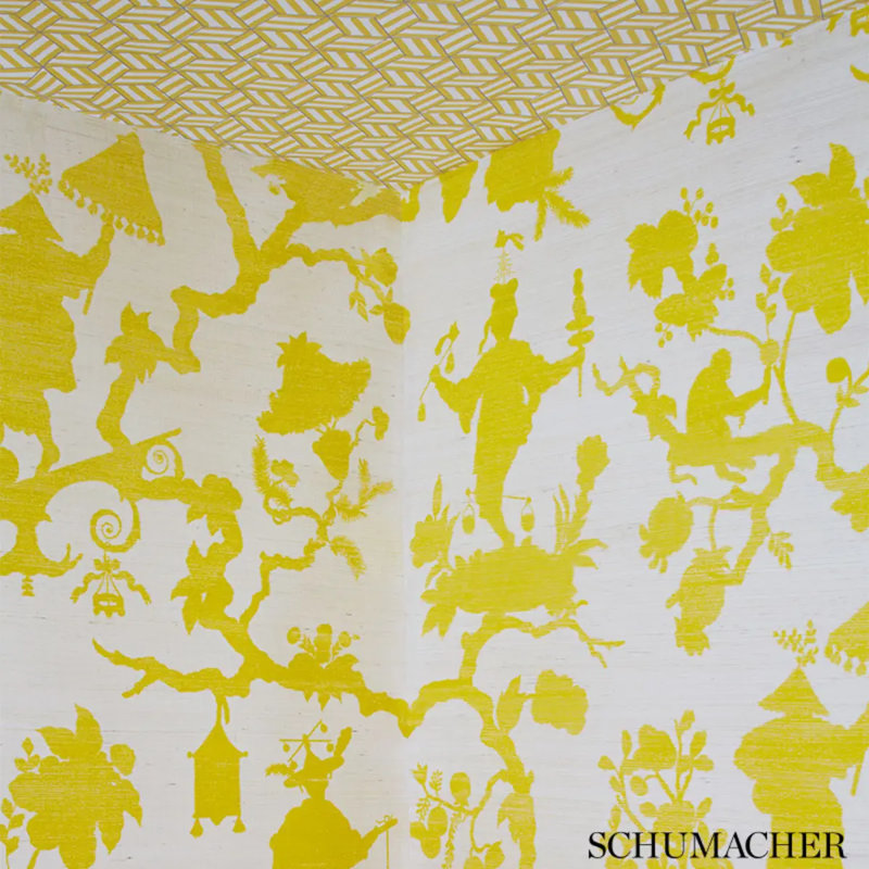 Shantung Silhouette Sisal Wallpaper, Yellow