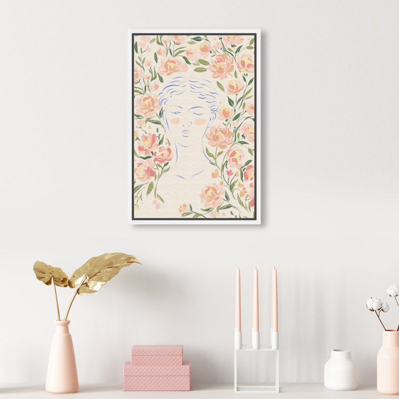 Artemis And Flowers Print by Oliver Gal, 55"H x 37"W, White Floater Frame