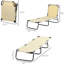 Chaise longue de plage beige avec dossier réglable et conception de camping pliable 5 hauteurs
