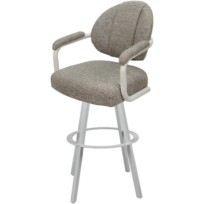 Tabouret de comptoir pivotant 30 po Mahlum, Mélange de polyester brun clair / cadre blanc