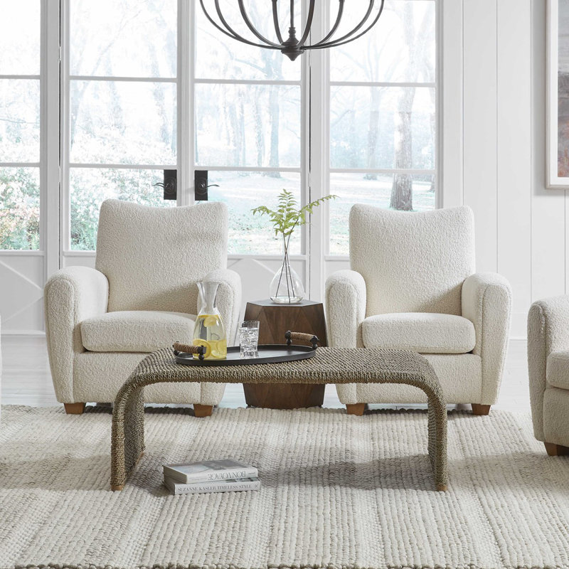 Transitional Brown Wood and Glass Rectangular Coffee Table