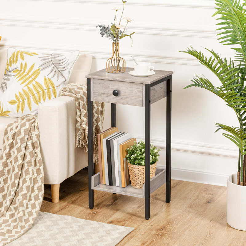 Table de chevet avec rangement Crellin, Gris / Noir