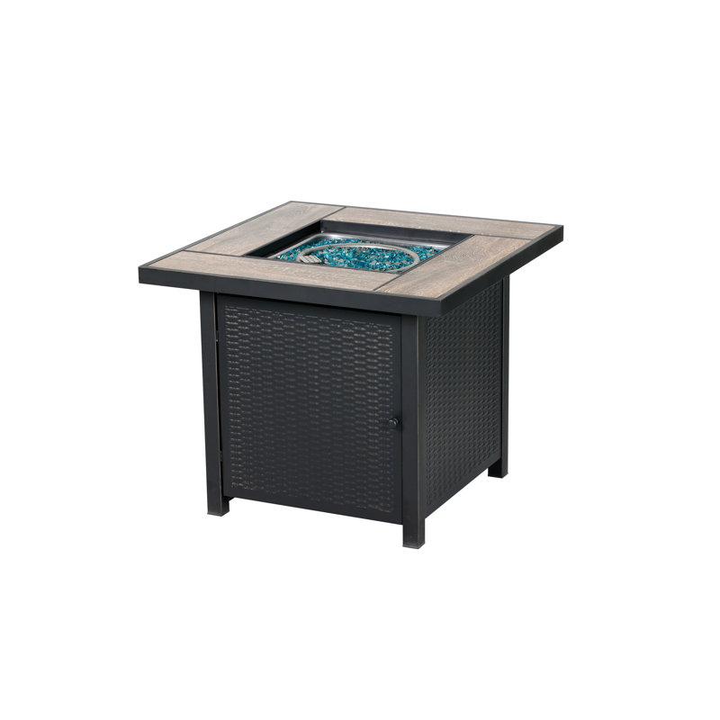 30-Inch Black Steel Gas Fire Pit Table