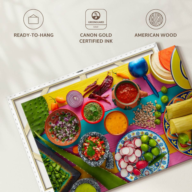 Saveurs mexicaines sur toile, H 24 po x l 36 po x P 1,25 po