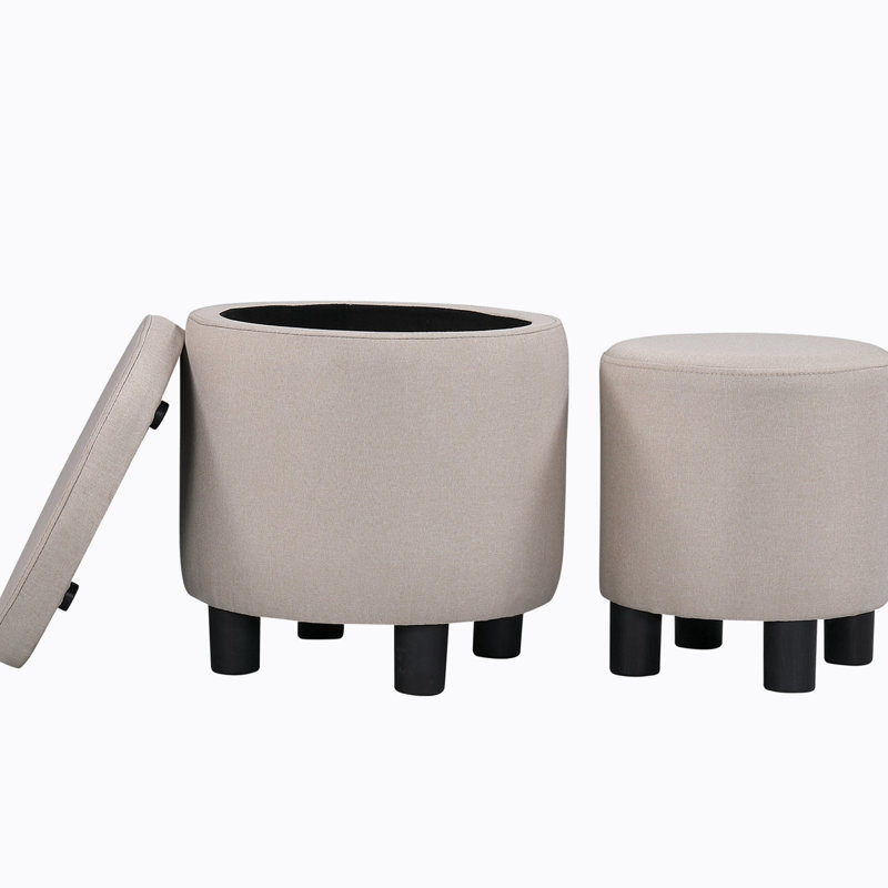Repose-pieds avec rangement Jazleen, Fibre de carbone beige