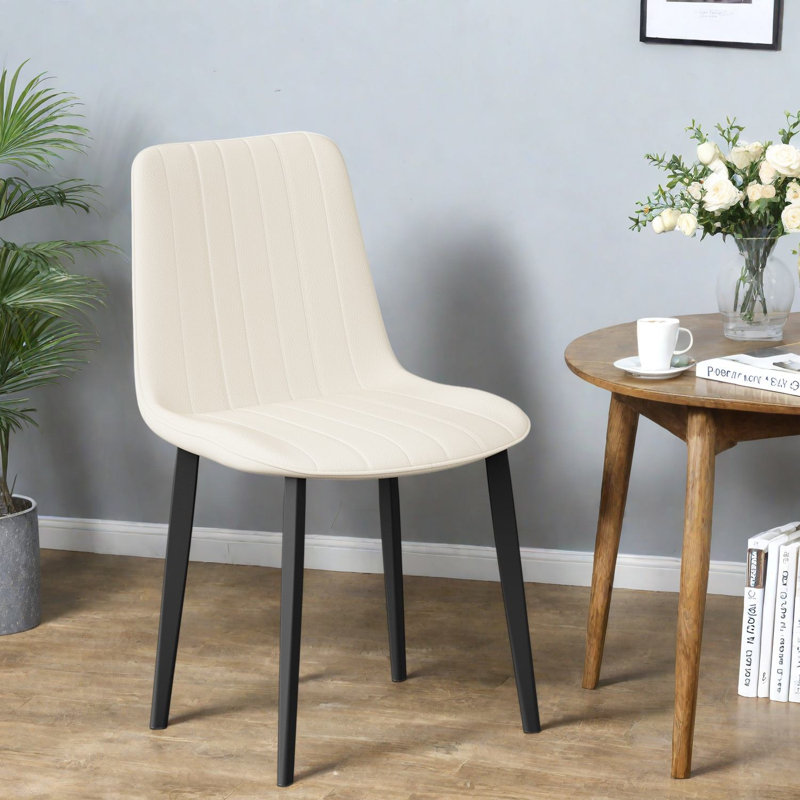 Chaises de salle à manger de qualité supérieure, paquet de 4 en cuir reconstitué blanc beige, pieds en métal pour la maison
