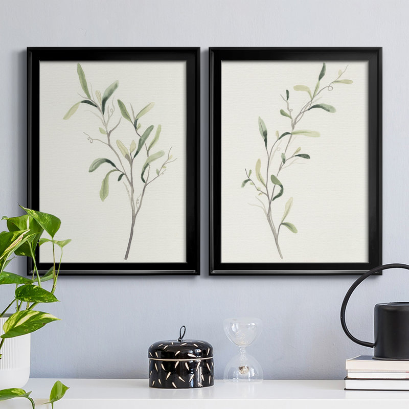«Spindle Sprig III», ensemble de 2 impressions sur toile encadrées, Cadre noir, H 42,5 po x l 30,5 po x P 1,25 po