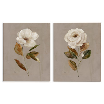 Ensemble d'art mural sur toile 2 pièces de style rustique Rose Blooms, design par Livi Finn