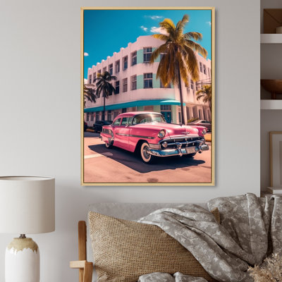 Miami Ocean Drive Pink Drive, reproduction d'art sur toile