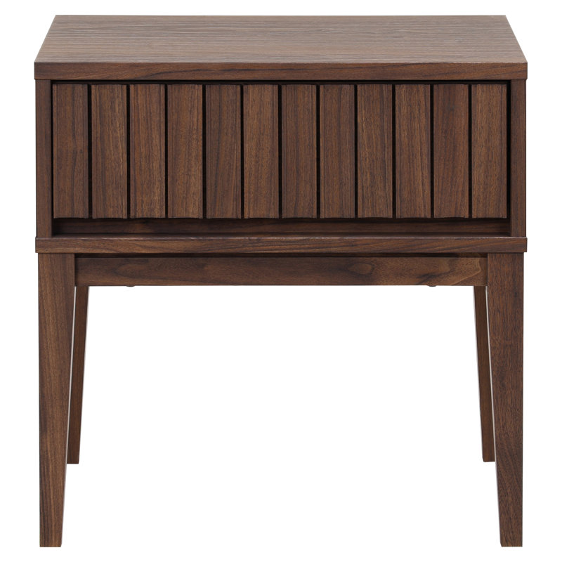 Table de chevet 1 tiroir Fidia, Noyer foncé