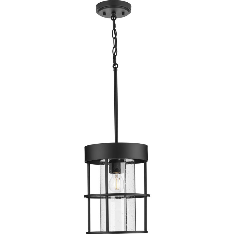 Luminaire suspendu cylindrique à 1 lumière, Noir mat
