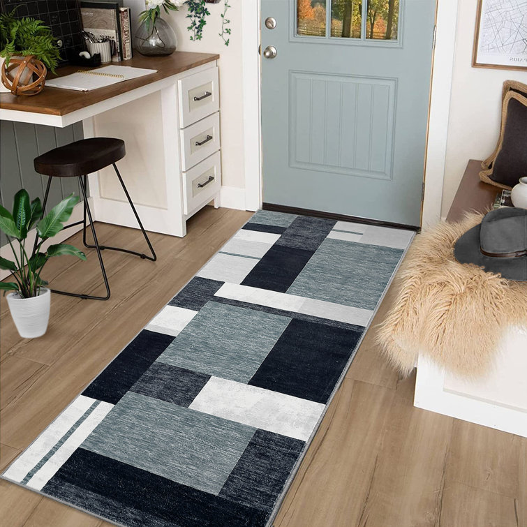 Tapis géométrique lavable à motif géométrique antidérapant