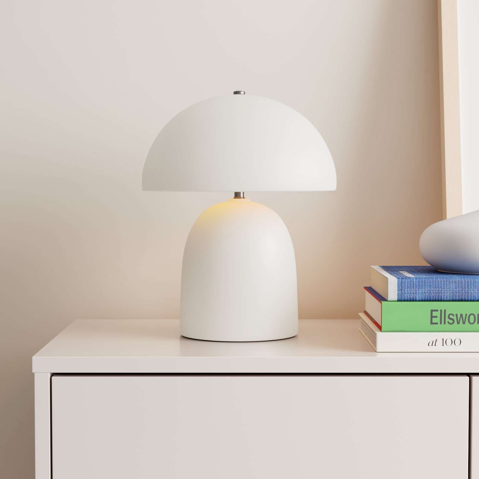Hardacre Ceramic Table Lamp, Matte White/Champagne Gold