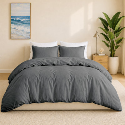 Boseman 100% Linen Duvet Reversible Duvet Cover Set