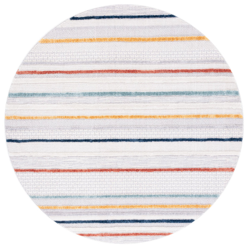 Tapis rayé Onna Performance, Rond 6 pi 7 po