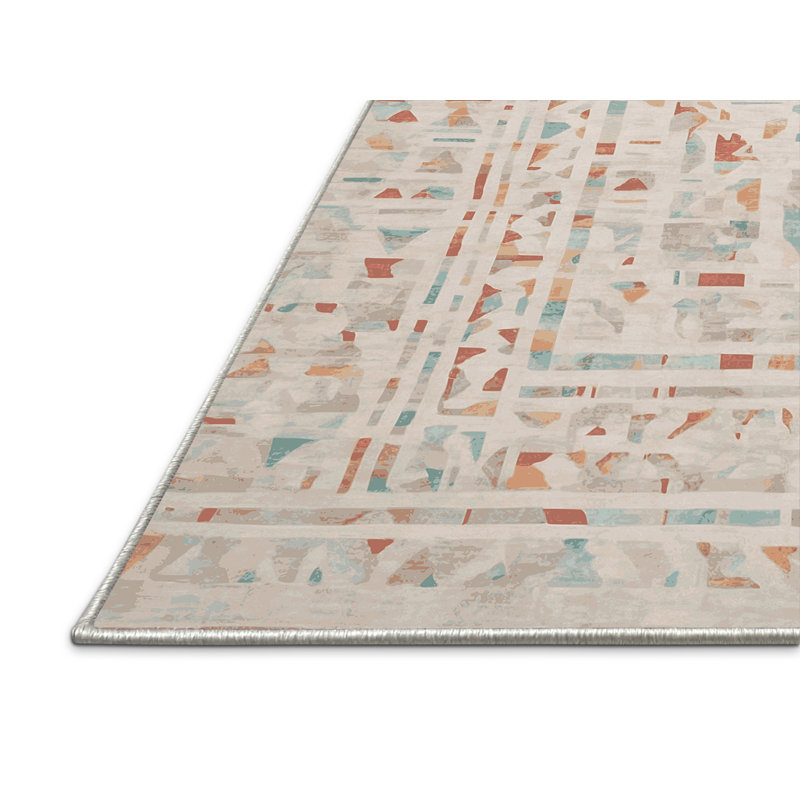 Tapis beige soyeux et moelleux, Rectangle 2 pi x 3 pi
