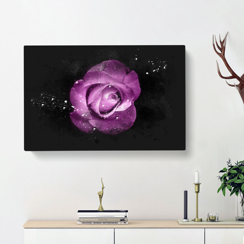Purple Rose In The Shadows - Wrapped Canvas, 50cm H x 76cm W x 3cm D